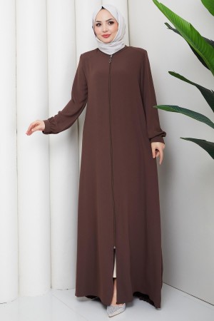 Arkası Piliseli Ferace Kahverengi HM2906