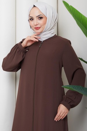 Arkası Piliseli Ferace Kahverengi HM2906