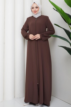 Arkası Piliseli Ferace Kahverengi HM2906