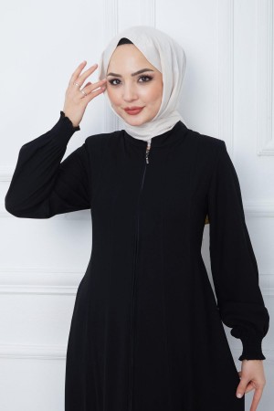 Parçalı Battal Beden Mevlana Ferace Siyah HM02362