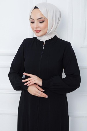 Parçalı Battal Beden Mevlana Ferace Siyah HM02362