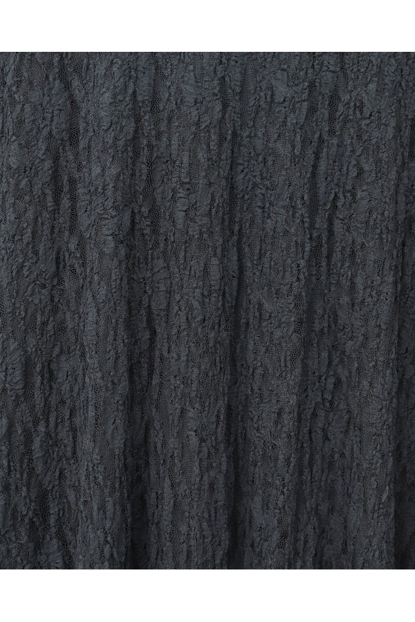 Patterned Lined Guipure Lace Skirt -Black
