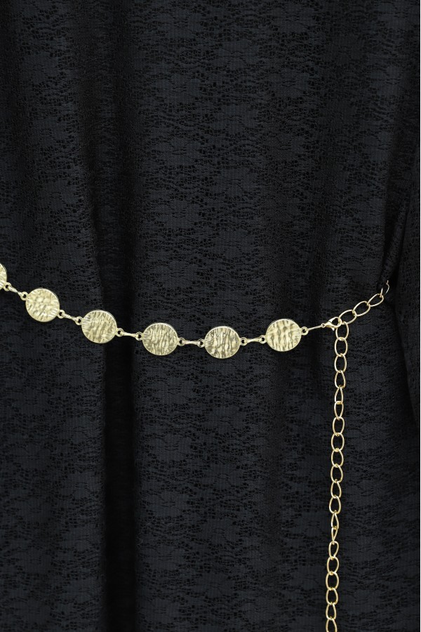 Round Neck, Belted, Lace Detail, Lined Trousers Set -Black
