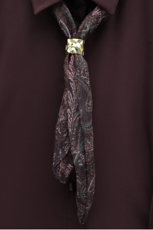 Boydan Düğmeli Kolları Büzgü Detay Eteği Etnik Desenli Takım -Bordo