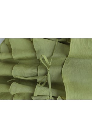 Asymmetrical Layered Detail Lace-Up Trousers Lined Cupra Set -LIGHT GREEN