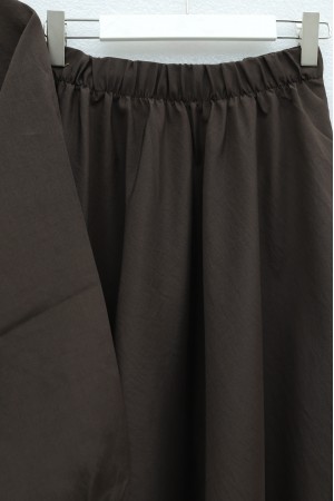 Cupra Suit with Elasticated Sleeves, Side Tie Closure, and Concealed Buttons -Brown