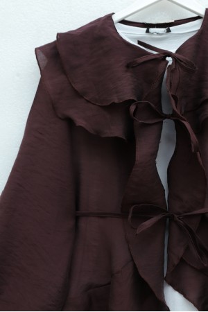 Cupra Suit with Lace-Up Front, Folded Collar, Elasticated Cuffs, and Lined Trousers -Damson