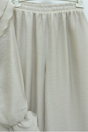 Cupra Suit with Lace-Up Front, Folded Collar, Elasticated Cuffs, and Lined Trousers -Stone