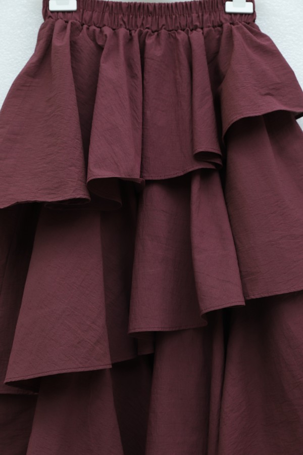 Cupra Skirt with Elastic Waist and Layered Lining -Maroon