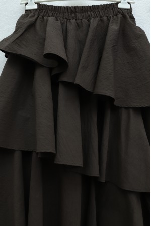 Beli Lastikli Katlı Astarlı Cupra Etek -Kahve