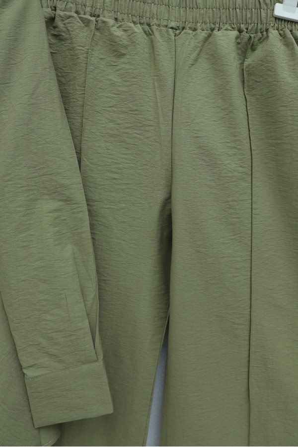 Cupra Suit with Waist Buckle and Bow Detail Trousers -Khaki