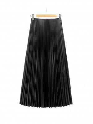 Pliseli Beli Lastikli Etek -Siyah