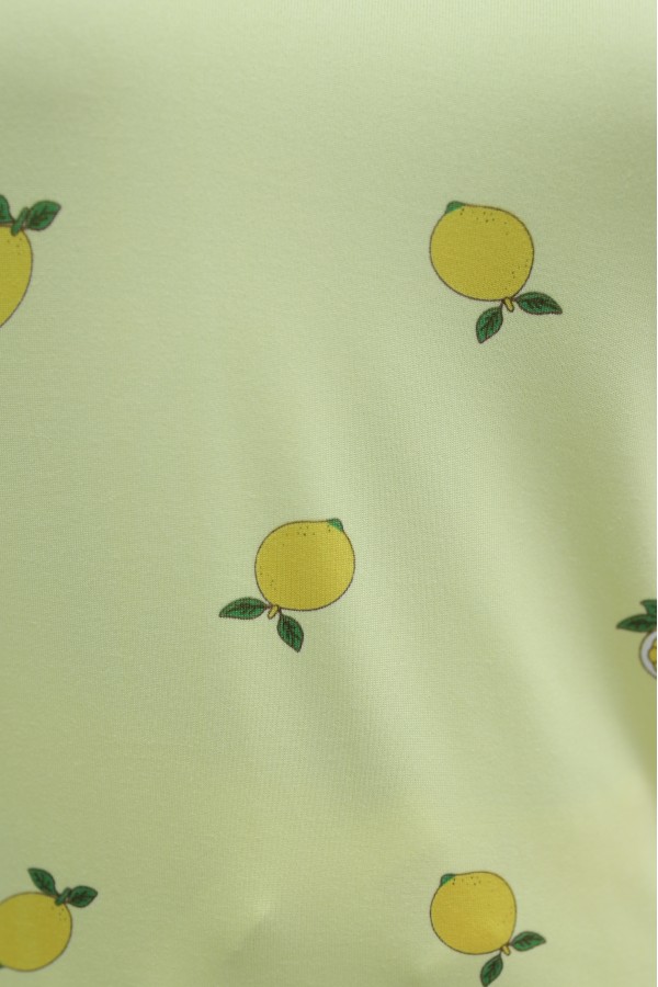 Limon Desenli Bisiklet Yaka Kısa Kol Penye Pijama Takımı -Sarı