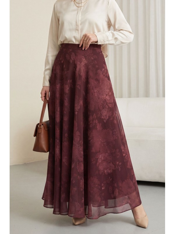 Batik Baskılı Astarlı Şifon Elbise