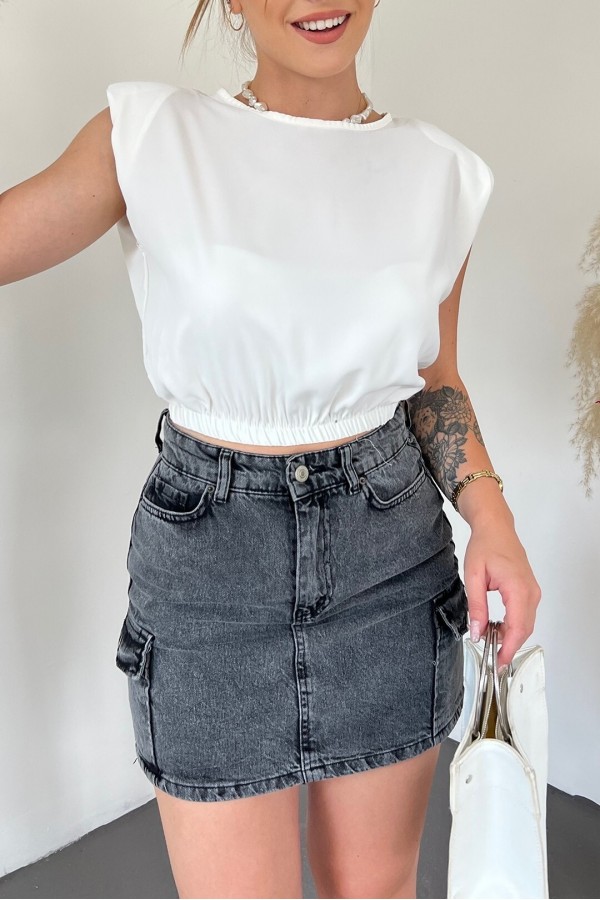 Waistband Waistband Elastic Blouse -White