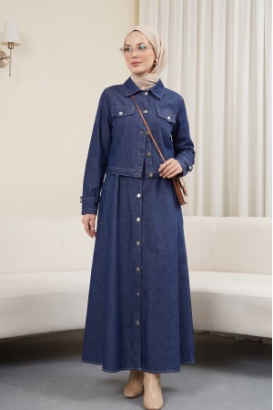 Yan Cepli Yarım Düğmeli Ceket Jile Kot takım -Laci