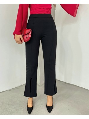 Elastic Waist Lycra Spanish Trousers -Black