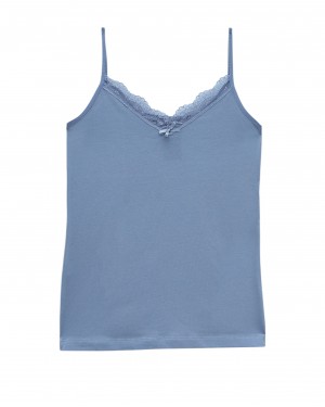 Lace Undershirt with Rope Straps   -İndigo