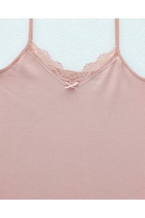 İp Askılı Dantelli Atlet   -Somon