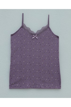 قميص داخلي من الدانتيل بنقشة قلب -بنفسجي