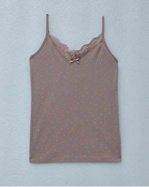 Floral Patterned Lace Strappy Undershirt -Dried rose