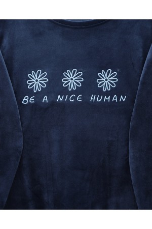 Kabartma Yazılı Fransız Kadife Pijama Takımı -Laci