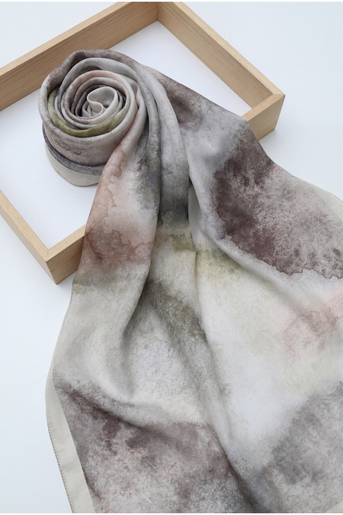 Marble Patterned Voile Scarf -Mink color