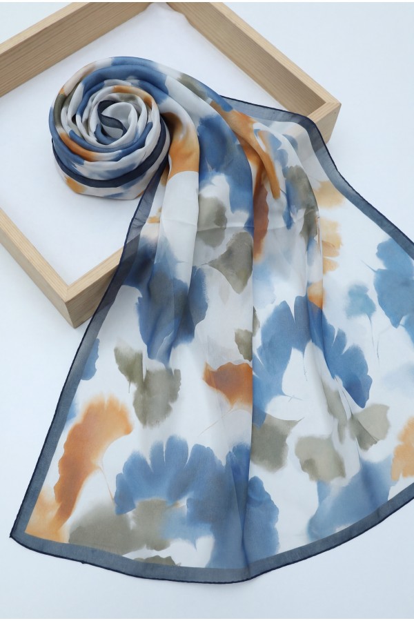 Abstract Floral Voile Shawl -Oil color