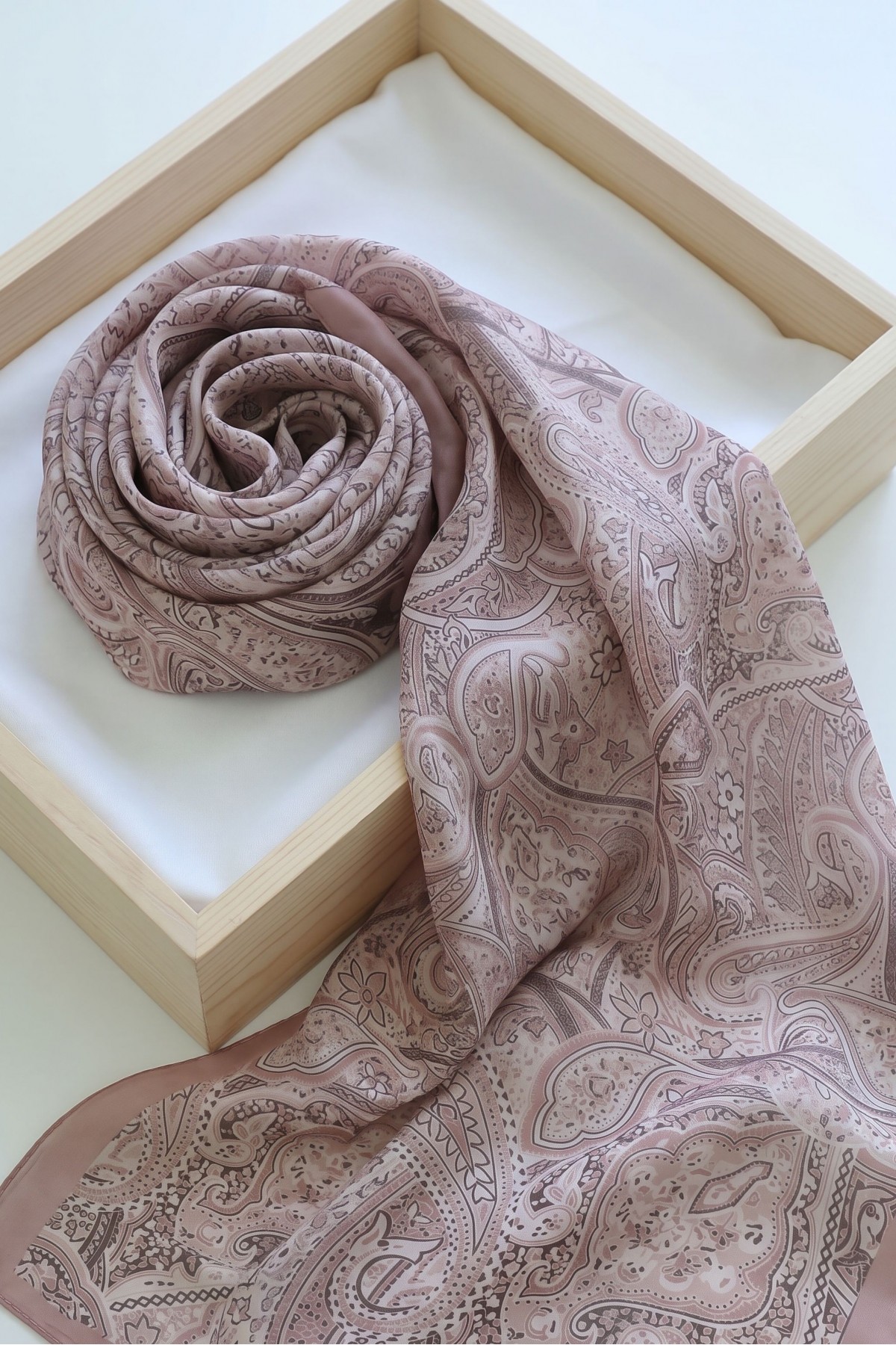 Traditional Floral Patterned Cotton Scarf -Dried rose