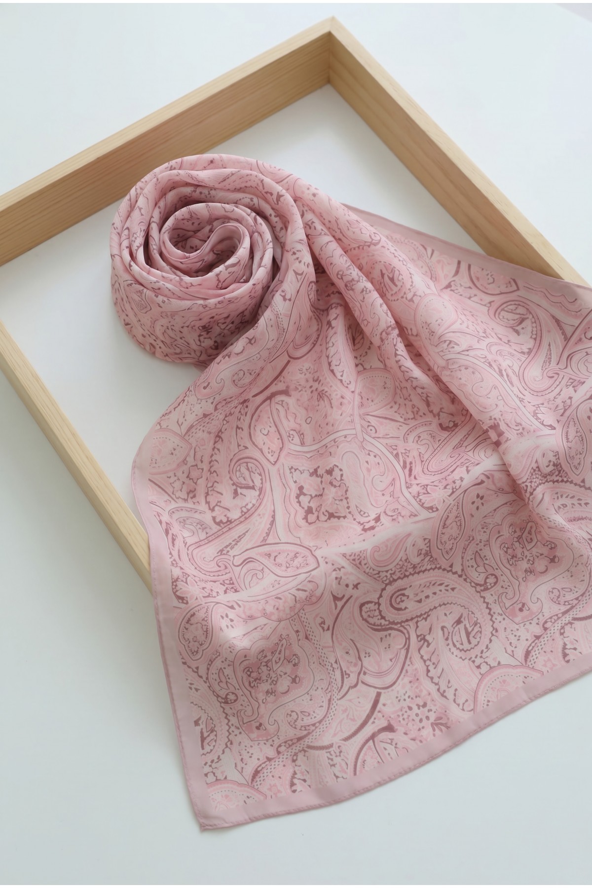 Geleneksel Floral Desenli Coton Şal -Pudra