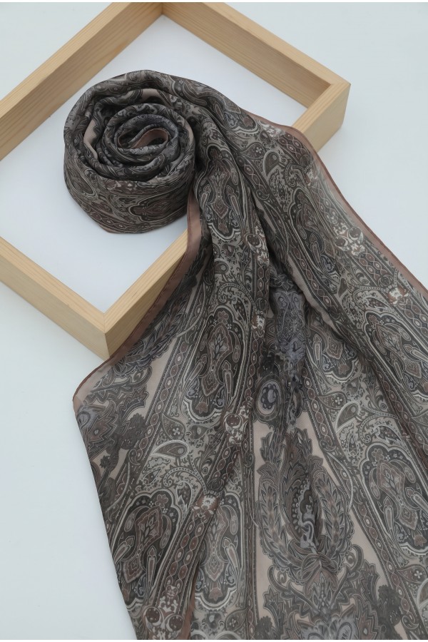 Authentic Striped Traditional Design Cotton Scarf - Soil