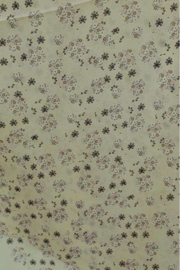 Crisp Floral Patterned Voile Scarf - Beige