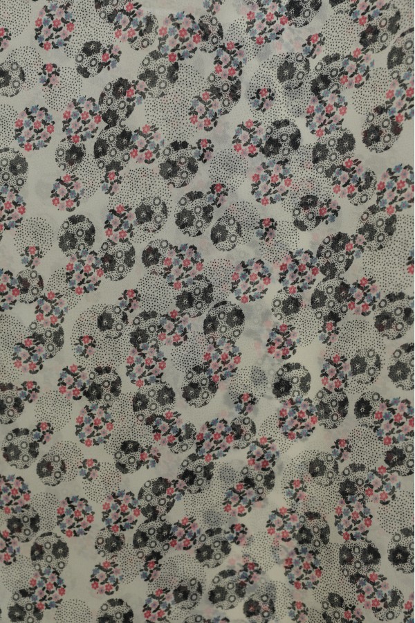 Crisp Floral Patterned Voile Scarf -Cream color