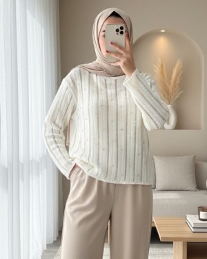 Stoned Openwork Knitwear Sweater -Stone