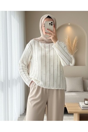 Stoned Openwork Knitwear Sweater -Stone