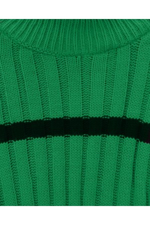 سترة تريكو مخططة بأكمام فضفاضة  -فورست جرين