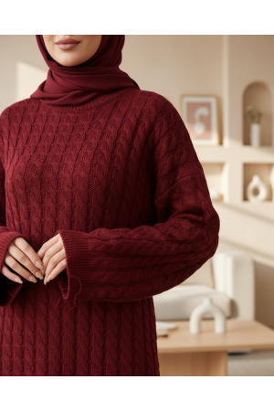 فستان تريكو للشعر -بوردو