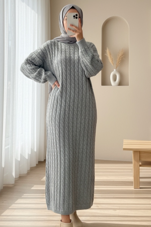 فستان تريكو للشعر -اللون الرمادي