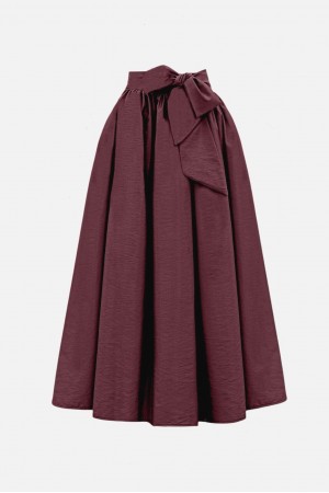 Piliseli Kemerli Paraşüt Etek   -Bordo