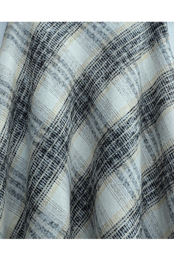 Plaid Patterned Side Zipper Cashmere A  -Cream color