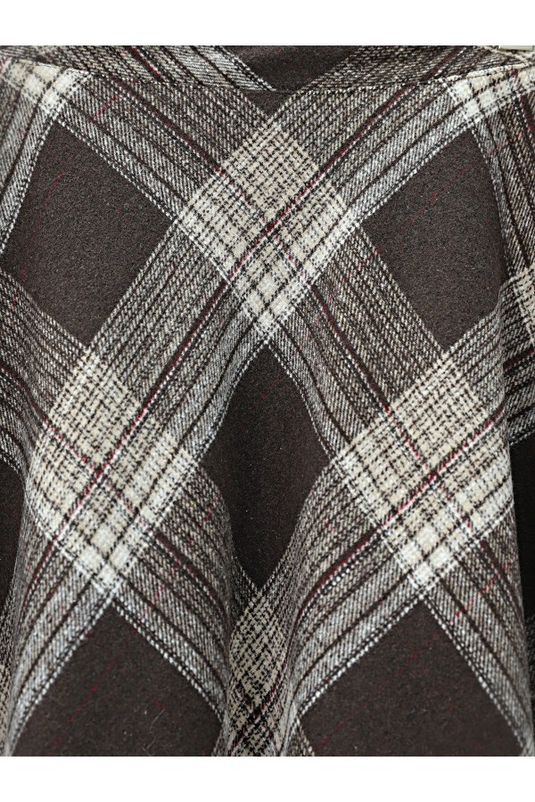 Plaid Patterned Side Zipper Cashmere A   -Brown