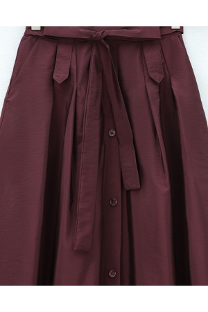 تنورة مظلية بأزرار أمامية ورباط -لون الخوخ