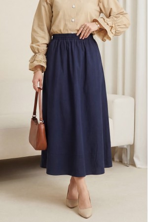 Beli Lastikli Cepli Dikiş Detaylı Etek  -Laci