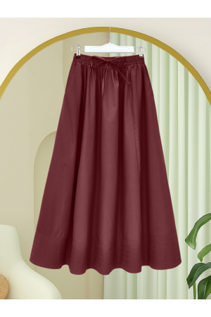 تنورة بخصر مطاطي، ورباط، وجيوب، وتفاصيل خياطة -لون الخوخ