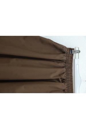 Beli Lastikli Cepli Dikiş Detaylı Etek  -Taba