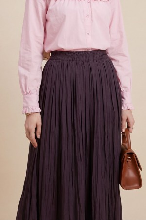 Beli Lastikli Kraş Etek  -Vişne