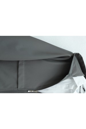 Boydan Fermuarlı Kapşonlu Uzun Yağmurluk   -Füme