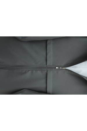 Boydan Fermuarlı Kapşonlu Uzun Yağmurluk   -Füme