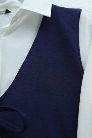 Önü Bağlamalı Yelek Pantolon İkili Takım    -Lacivert