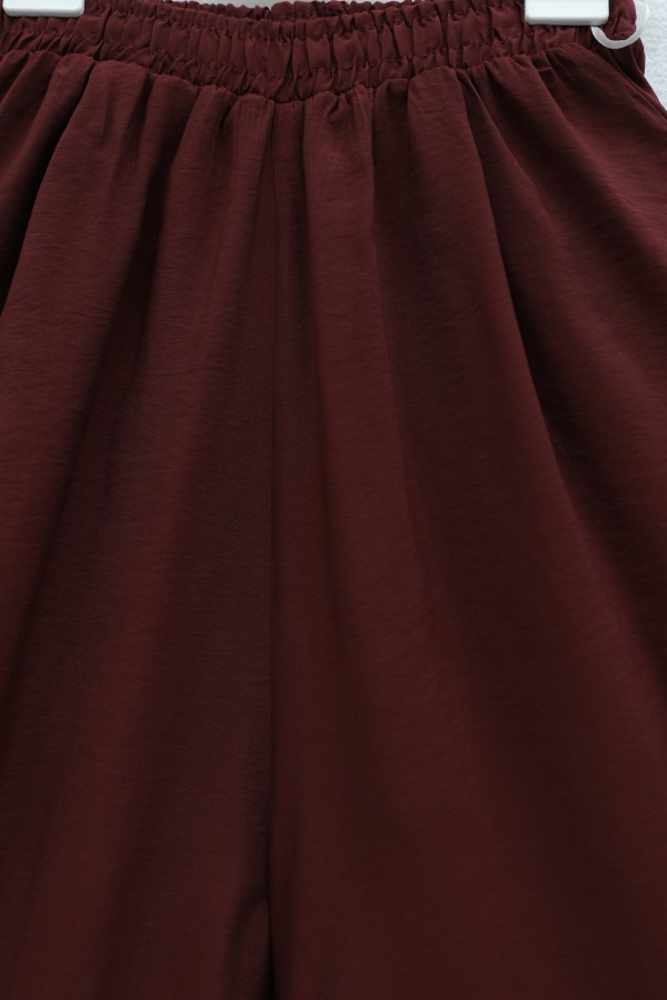 Beli Lastikli Cepli Modal Etek Pantolon -Bordo